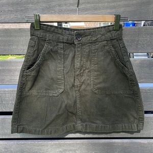 Corduroy Olive Green High Waisted Skirt Size 0